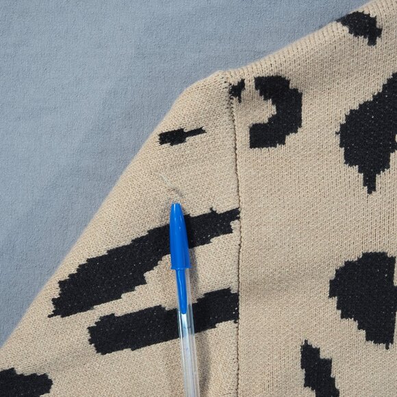 Zesica Sweater Cardigan Women Large Tan Leopard Open Front Duster Pockets Preppy - Picture 5 of 10